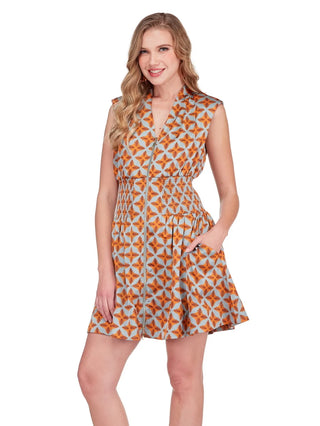 Elastic Waist Zip Dress