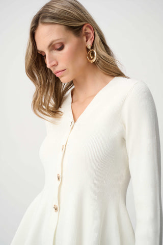 Cotton Knit Fit And Flare Peplum Cardigan