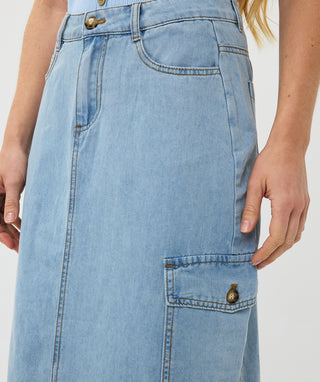 Cargo Midi Jean Skirt