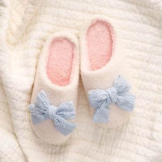 Fuzzy Slippers Betty Bow Light Blue