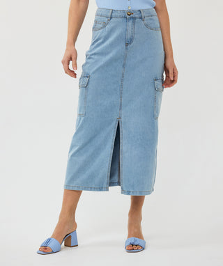 Cargo Midi Jean Skirt