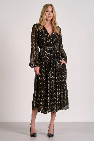 Maxi Long Sleeve Tie Neck Dress