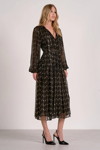 Maxi Long Sleeve Tie Neck Dress