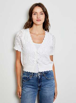 Short Sleeve V Neck Cardi W/Bow