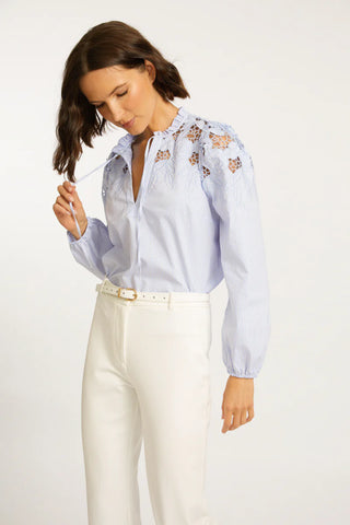 Riana Blue Micro Stripe Top