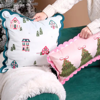 Scalloped Square Throw Pillow-Home Sweet Home