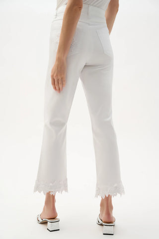 Featherweave™ Denim Straight Crop Jeans With Lace Appliqué