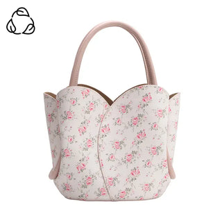 Tulip Pink Flowers Recycled Vegan Leather Top Handle Bag