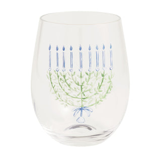 Menorah Hanukkah Wine Glass