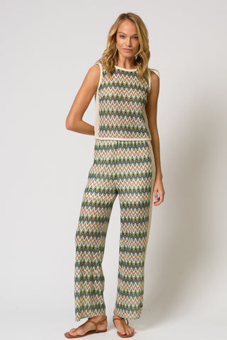 Celine Rainbow Crochet Button Back Shell