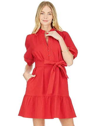 Red Lace Trim Dress