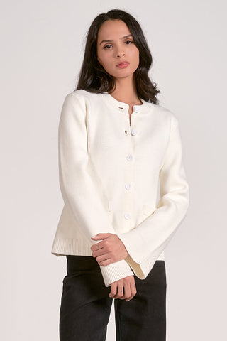 Flared Crew Neck Cardigan