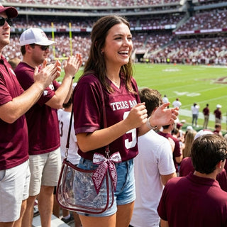 Texas A&M Aggies Sara Clear Purse with Skinny Scarf – Large Stadium Bag