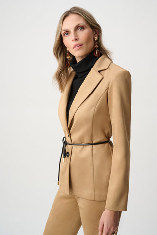Scuba Suede Tie-Belt Blazer