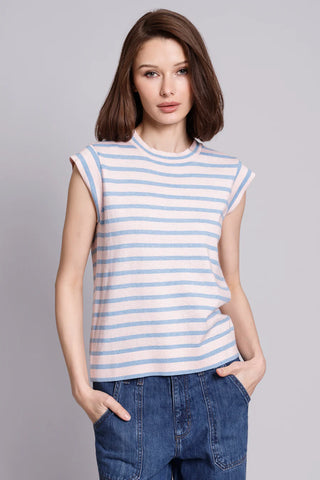 Supima Cotton Cashmere Striped Cap Sleeve