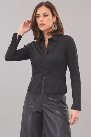 Stretch Poplin Zip Shirt