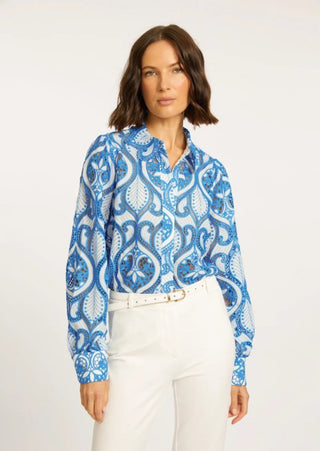 Emmie White / French Blue Lace Top