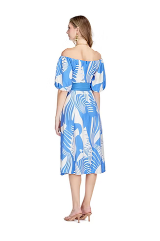 Off-Shoulder Flared Midi Dress