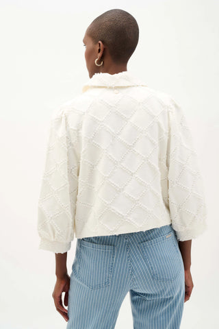 Cotton Twill Jacket With Balloon Sleeves