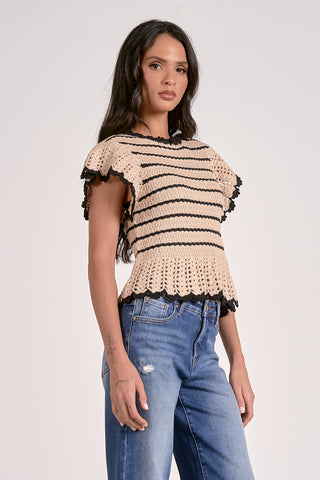 Short Sleeve Sweater Ruffle Sleeve