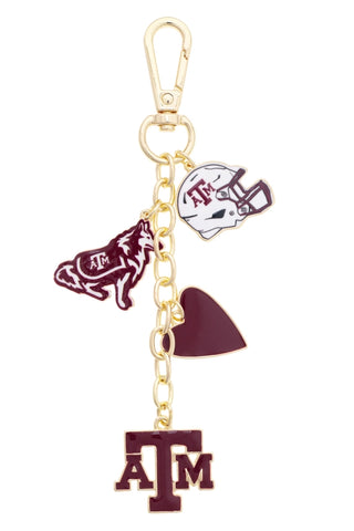 Texas A&M Aggies Heart Cluster Bag Charm