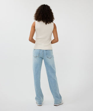 Top V-neck Buttons Sand