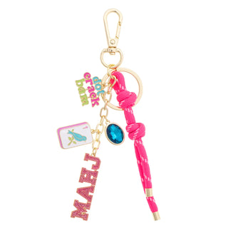 Mahj Paracord Cluster Bag Charm in Fuchsia