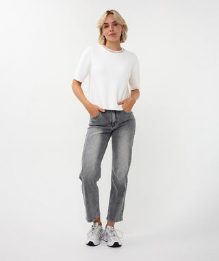 Sweater Fancy Neck Short Sleeve