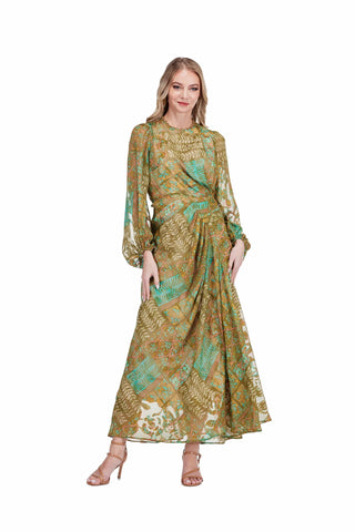 Side Drape Pleated Maxi