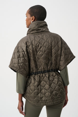 Quilted Nylon Shawl-Neck Boxy Vest