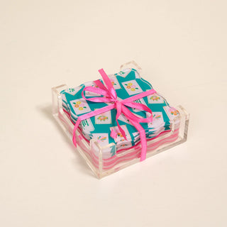 Table Talk Acrylic Coaster Set–It's Mahj Time