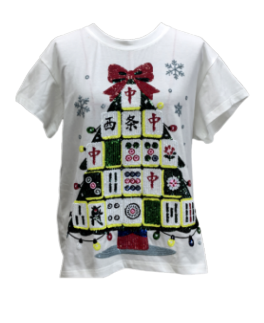 White Mahjong Tile Christmas Tree With Snowflakes