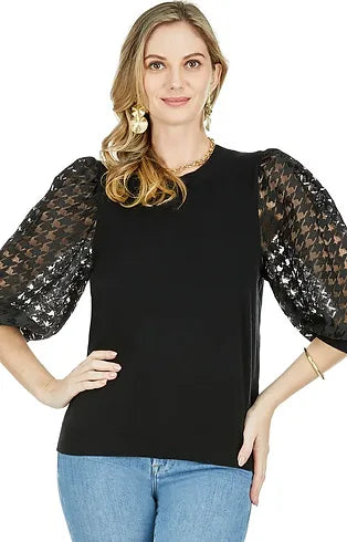 Patterned Sleeve Sweater