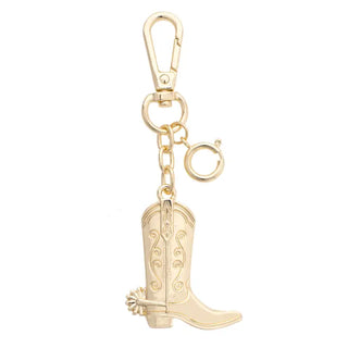 Cowboy Boot Bag Charm in Shiny Gold