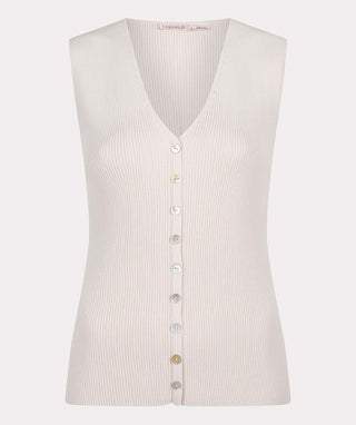Top V-neck Buttons Sand
