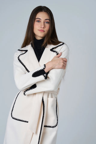 Cream Coat with Black Trim