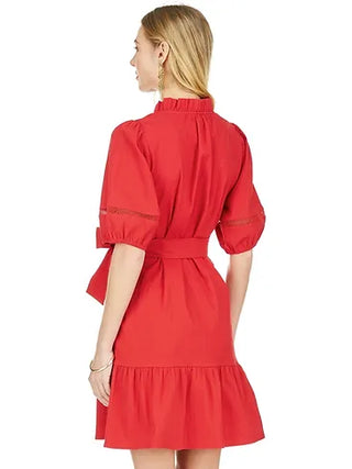 Red Lace Trim Dress