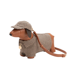 Dog Houndstooth Vegan Leather Crossbody Bag