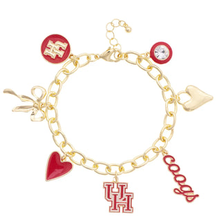 Houston Cougars Enamel Icons Charm Bracelet in Shiny Gold