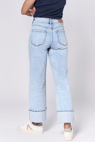 Holly High Rise Cuffed Hem Straight Jeans Lake Shore