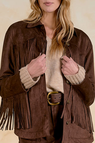 Faux Suede Fringe Western Jacket