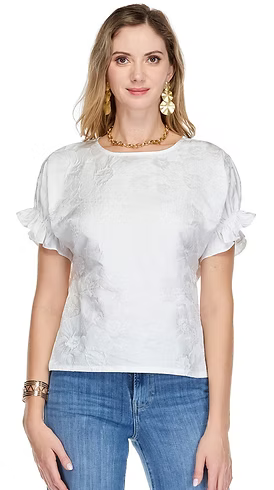 Shirred Sleeve Crop Top