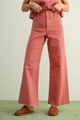 Gingham Printed Stretch Pants