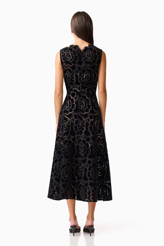 Eris Fit & Flare Midi Dress in Black