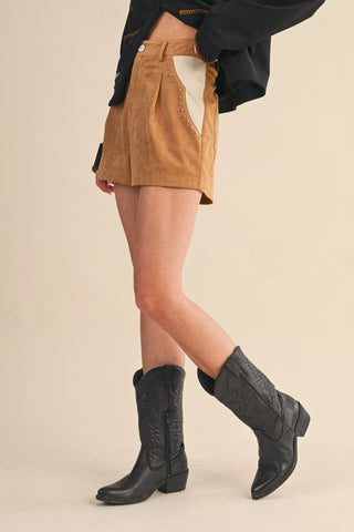 Studded Faux Suede Shorts