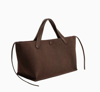 Jill Chocolate Suede Vegan Tote Bag