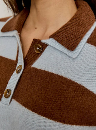 Stripe Long Sleeve Double Collar