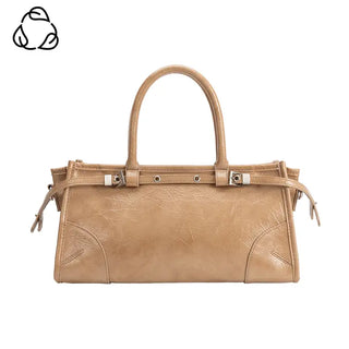 Rhonda Tan Recycled Vegan Leather Top Handle Bag