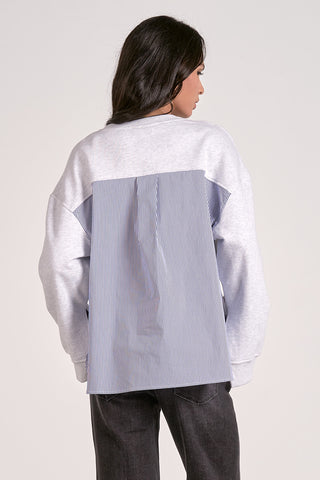 Mixed Media Striped and Grey Sweater