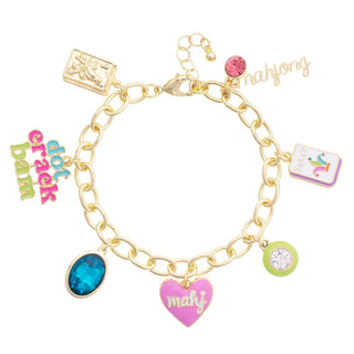 I'm Just A (Mahj) Girl Enamel Charm Bracelet in Pastel Multi